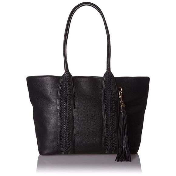 THE Sak Collective Sienna Leather Black Medium Shopper Satchel Bag EUC - Picture 2 of 7